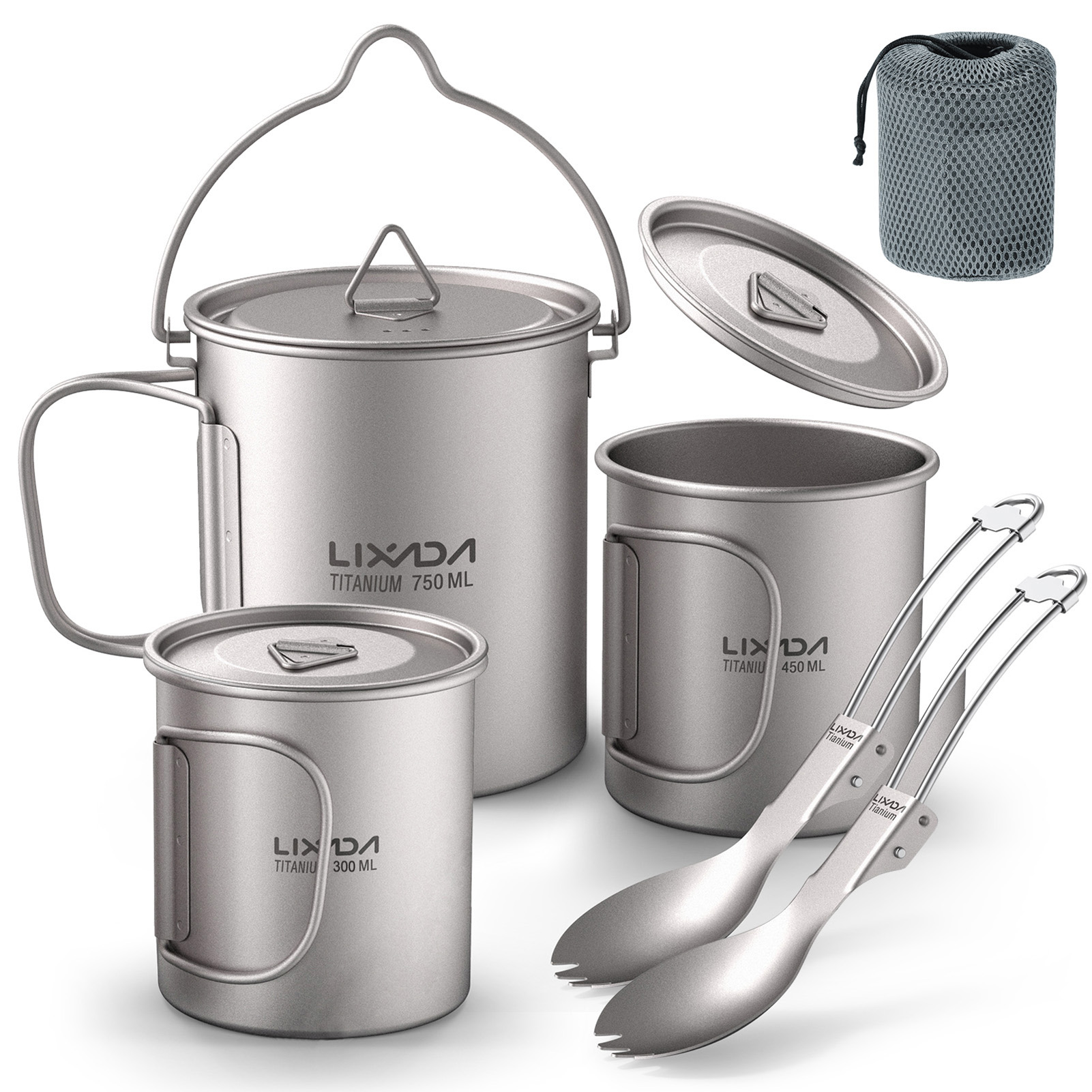 Cooking Outdoor Camping - Tazza in Titanio Ultraleggera 300ml/750ml, Portatile