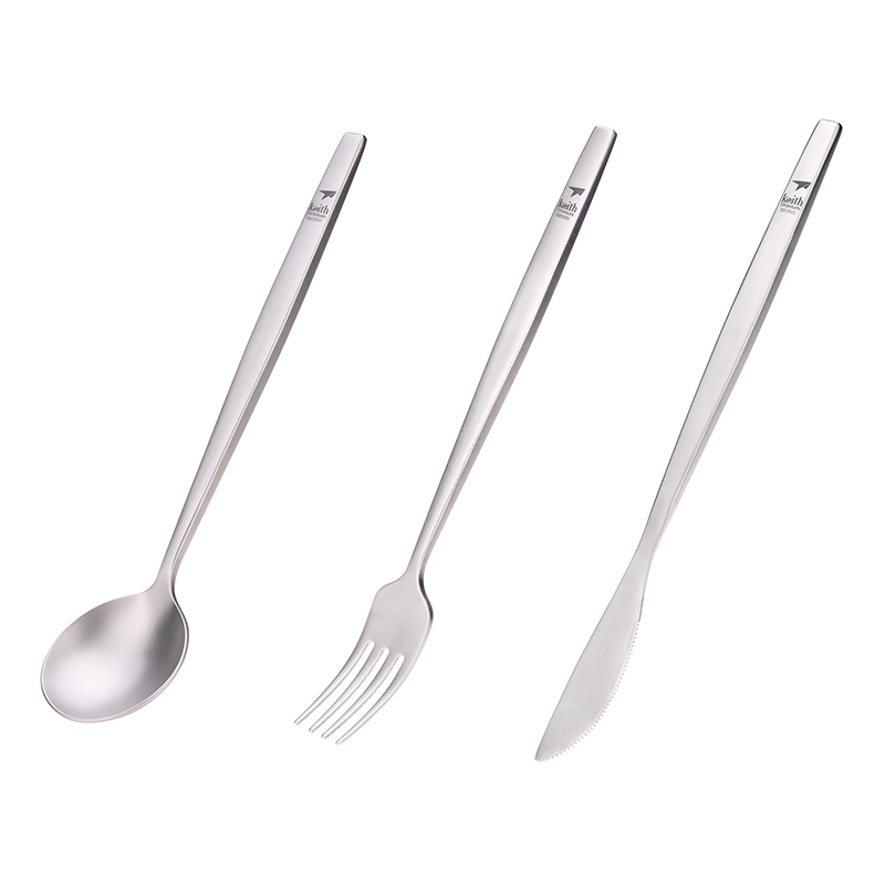 Camping Cooking Ware - Keith Titanium Cucchiaio portatile Forchetta Coltello
